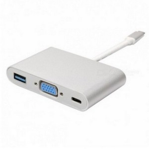 Видеоадаптер APC Electronic APC-631011, USB Type-C (F) - VGA + USB3.0 + TYPE C