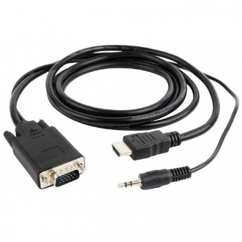 Cablu video Cablexpert A-HDMI-VGA-03-6, HDMI (M) - VGA D-Sub + 3.5 mm Jack