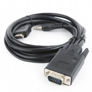 Cablu video Cablexpert A-HDMI-VGA-03-10, HDMI (M) - VGA D-Sub + 3.5 mm Jack