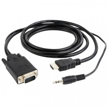 Cablu video Cablexpert A-HDMI-VGA-03-10, HDMI (M) - VGA D-Sub + 3.5 mm Jack