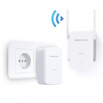 Kit adaptor Powerline gigabit cu priză încorporată Wi-Fi N MERCUSYS, MP510 KIT, AV1000 Kit adaptor Powerline gigabit cu priză încorporată Wi-Fi N MERCUSYS, MP510 KIT, AV1000
