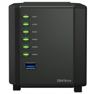 Servere de stocare SYNOLOGY "DS419slim", 4-bay 2.5", Marvell Armada 2-core 1.33GHz