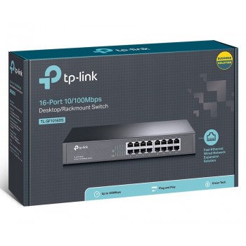 Comutator cu 16 porturi10/100Mbps Desktop Switch TP-LINK " TL-SF1016DS", 13" Rack Mount