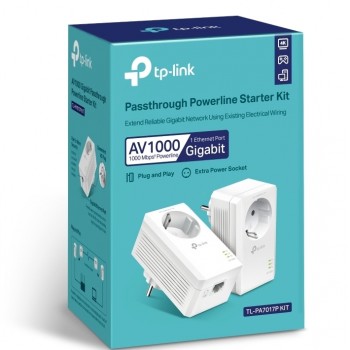 Kit adaptor Powerline gigabit cu priză încorporată TP-Link, TL-PA7017P KIT, AV1000 Kit adaptor Powerline gigabit cu priză încorporată TP-Link, TL-PA7017P KIT, AV1000