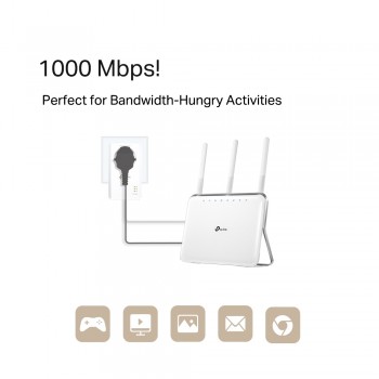 Kit adaptor Powerline gigabit cu priză încorporată TP-Link, TL-PA7017P KIT, AV1000 Kit adaptor Powerline gigabit cu priză încorporată TP-Link, TL-PA7017P KIT, AV1000