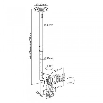 Потолочный кронштейн для телевизора Reflecta Pallas Extend 85
